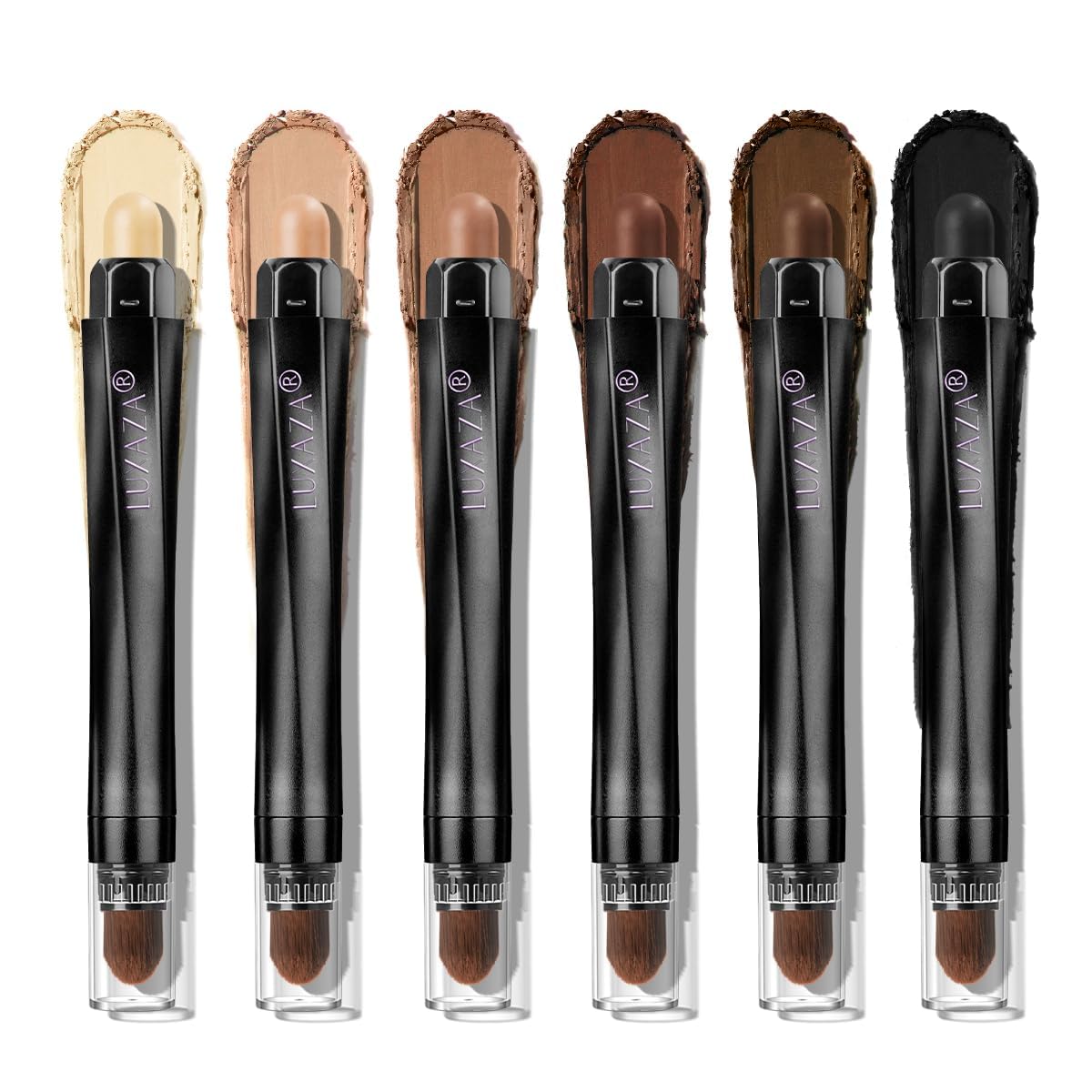 LUXAZA PRO brown eyeshadow stick set close-up: silky glide for smooth shading