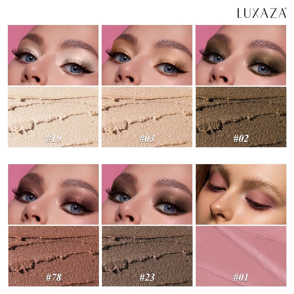 LUXAZA PRO Brown Neutral Eyeshadow Stick swatch shows rich pigmentation for easy color payoff.