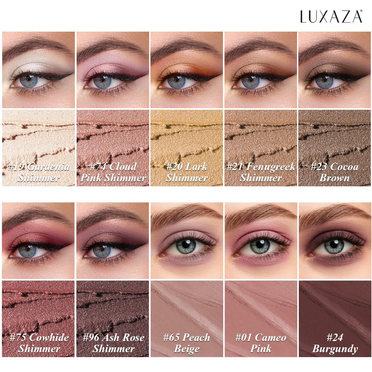LUXAZA PRO cream texture application shows silky glide and smooth shade transition.