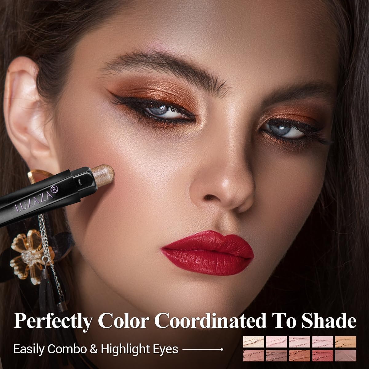 LUXAZA PRO creamy eyeshadow stick close-up showing smooth glide
