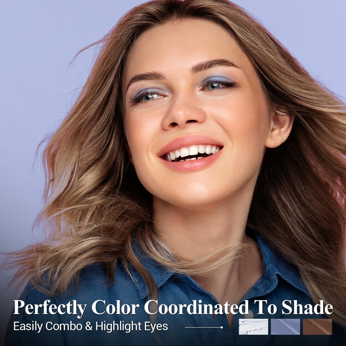 Luxaza Pro Jeans Blue built-in brush demonstrates smudge-proof blending and precise shaping
