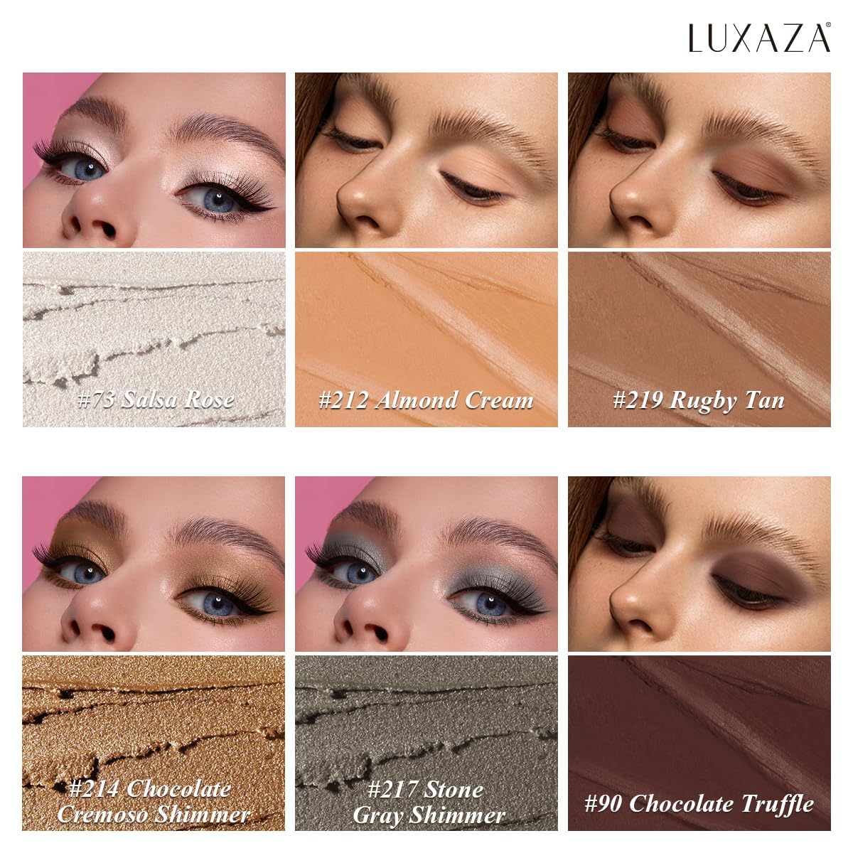 LUXAZA PRO neutral brown eyeshadow stick built-in brush boosts blending precision.