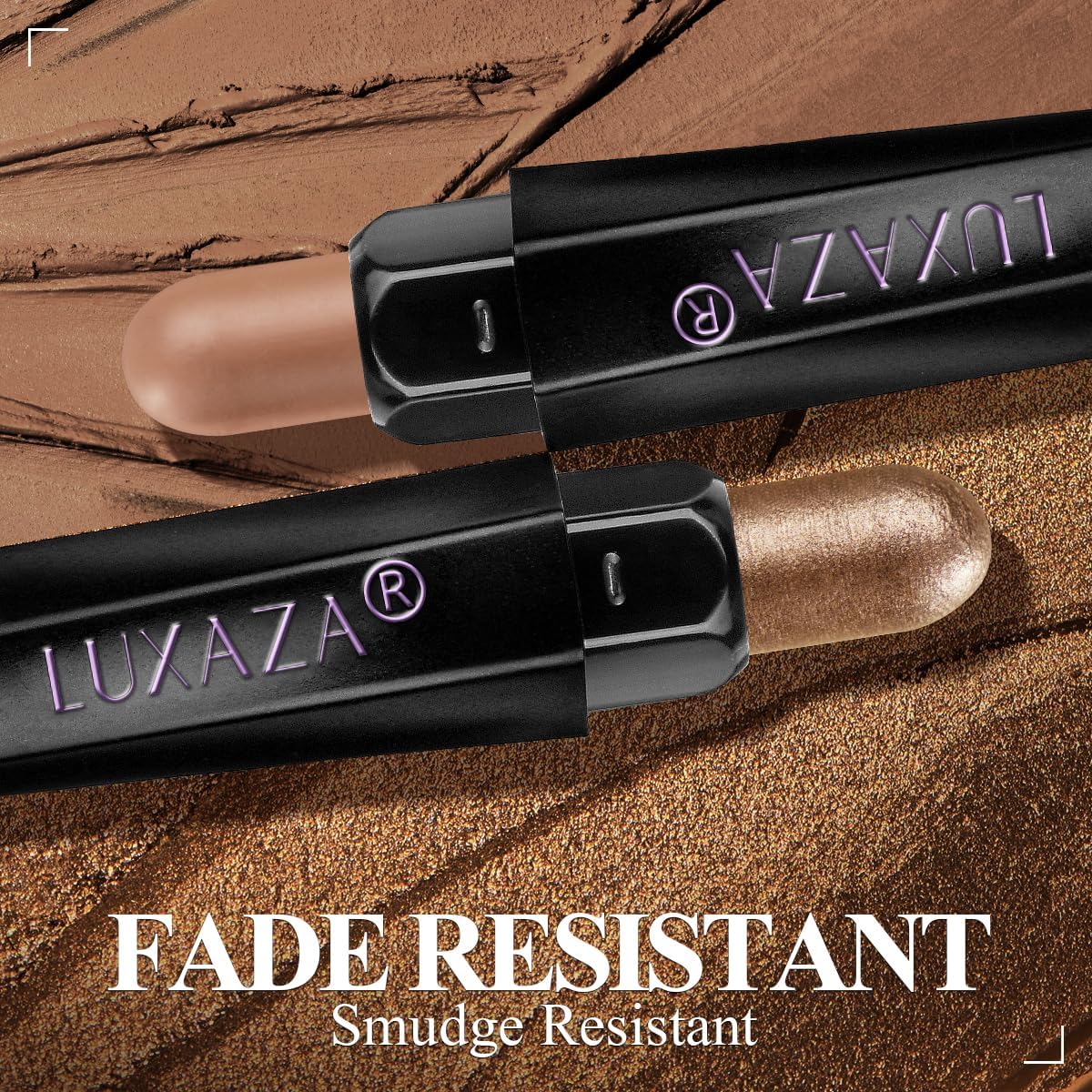 LUXAZA PRO neutral brown eyeshadow stick metallic shimmer for bold eye definition.