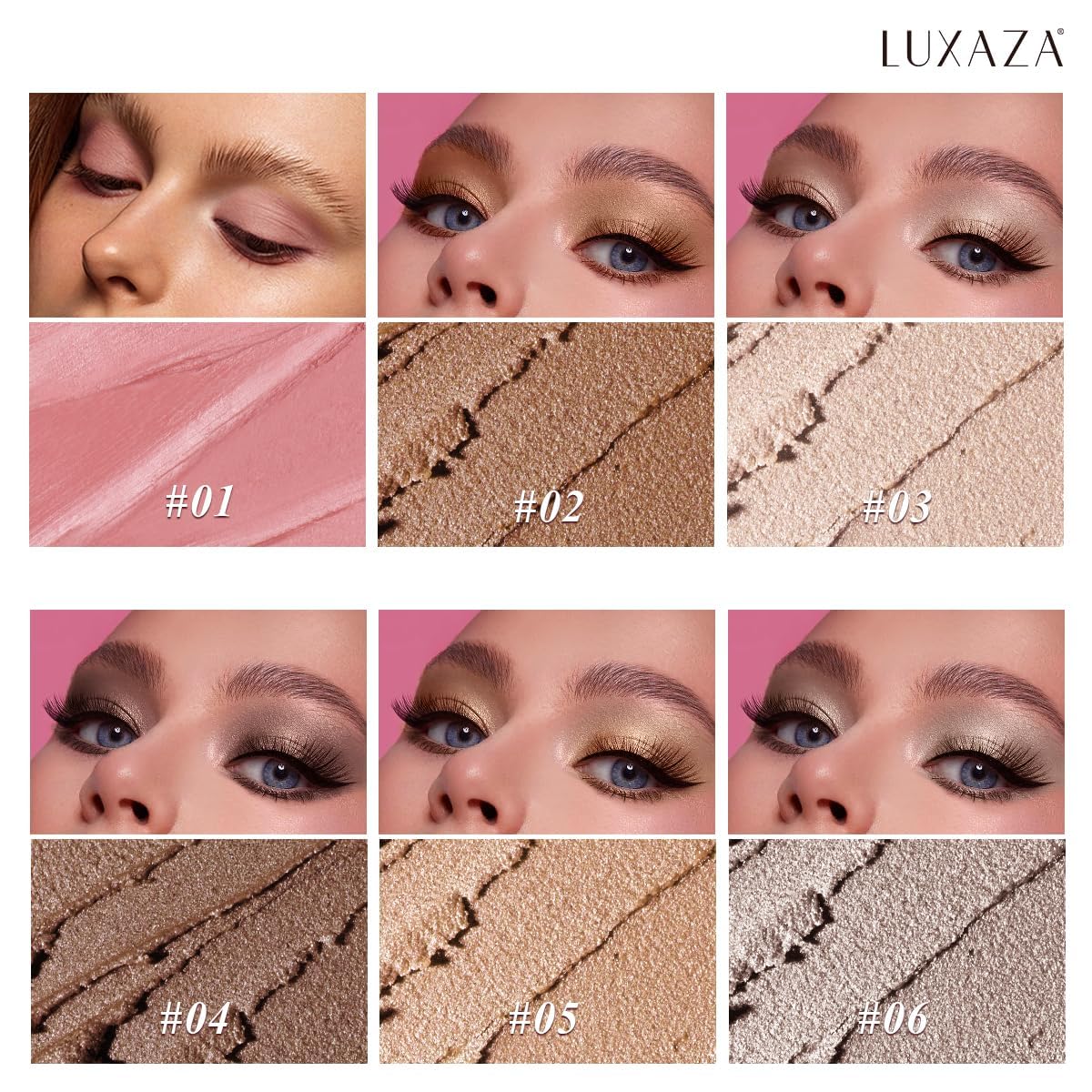 Luxaza Pro eyeshadow stick with built-in blending brush enables seamless color blending.