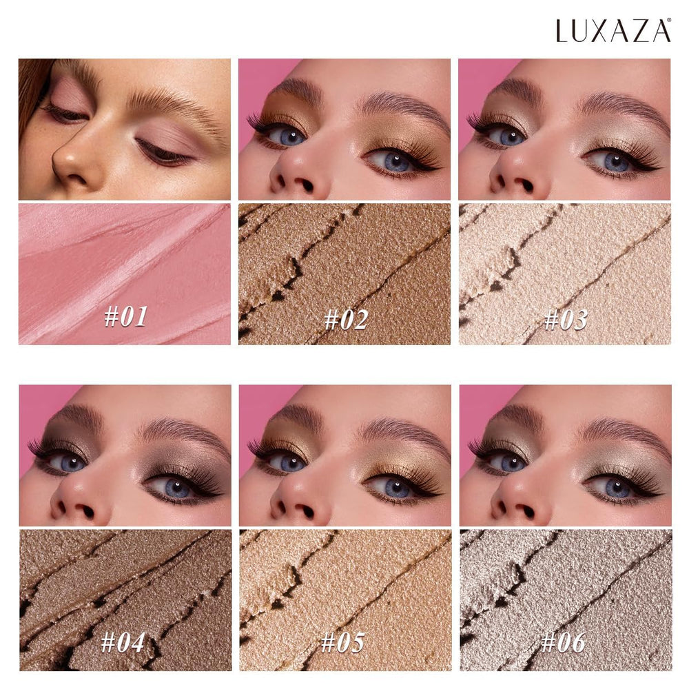 Luxaza Pro eyeshadow stick with built-in blending brush enables seamless color blending.