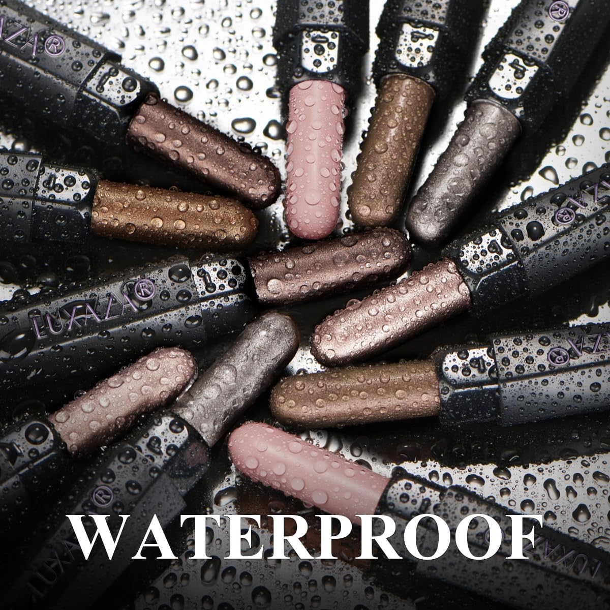 Luxaza Pro eye shadow stick on eyelid provides smooth, defined definition.