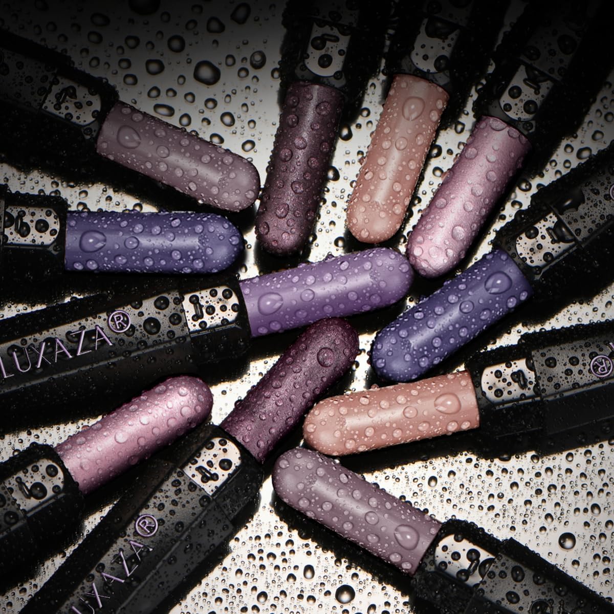 LUXAZA PRO Purple Eyeshadow Stick 6pc set metallic shimmer provides bold eye accents.