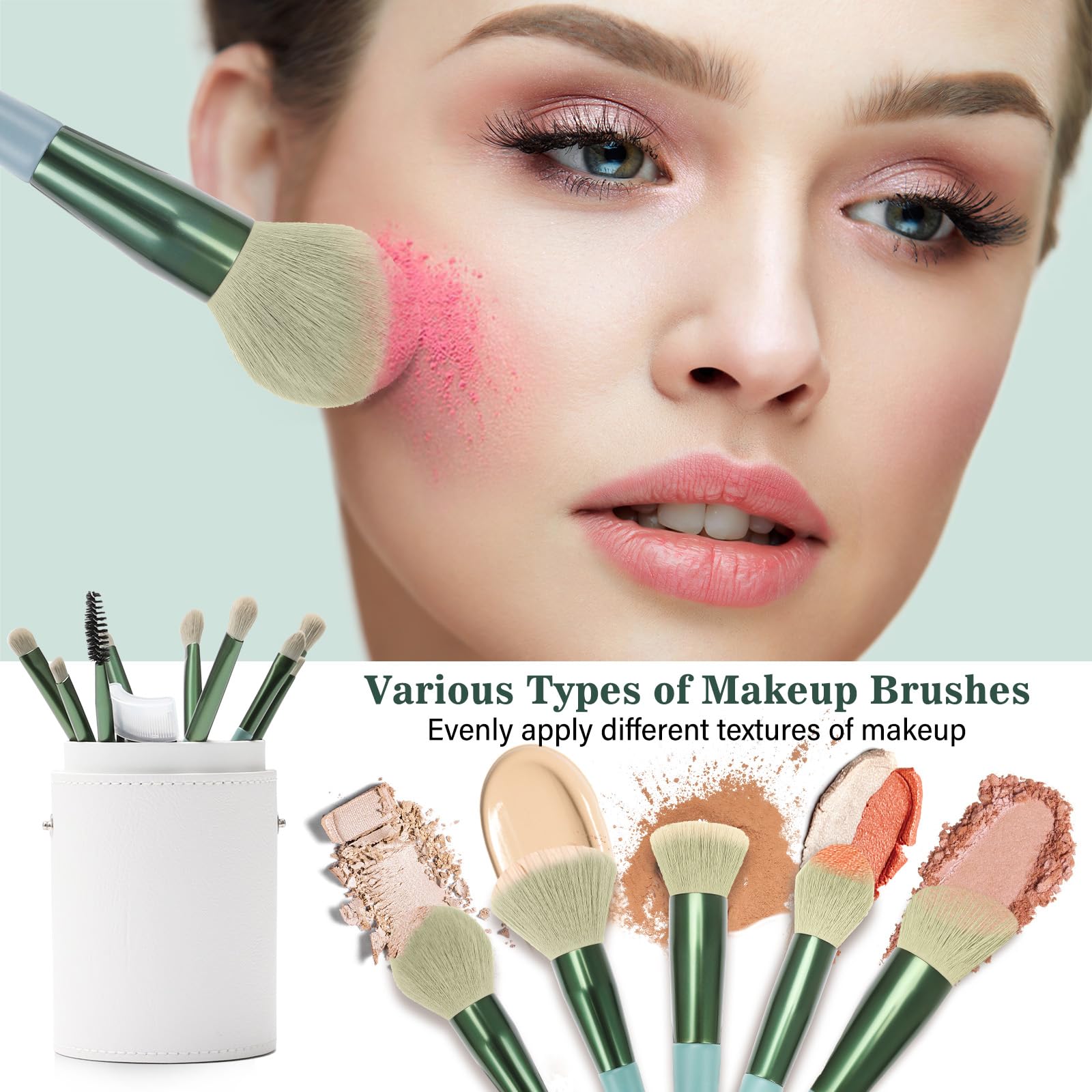LUXBRU green travel case with brushes shown for on-the-go storage