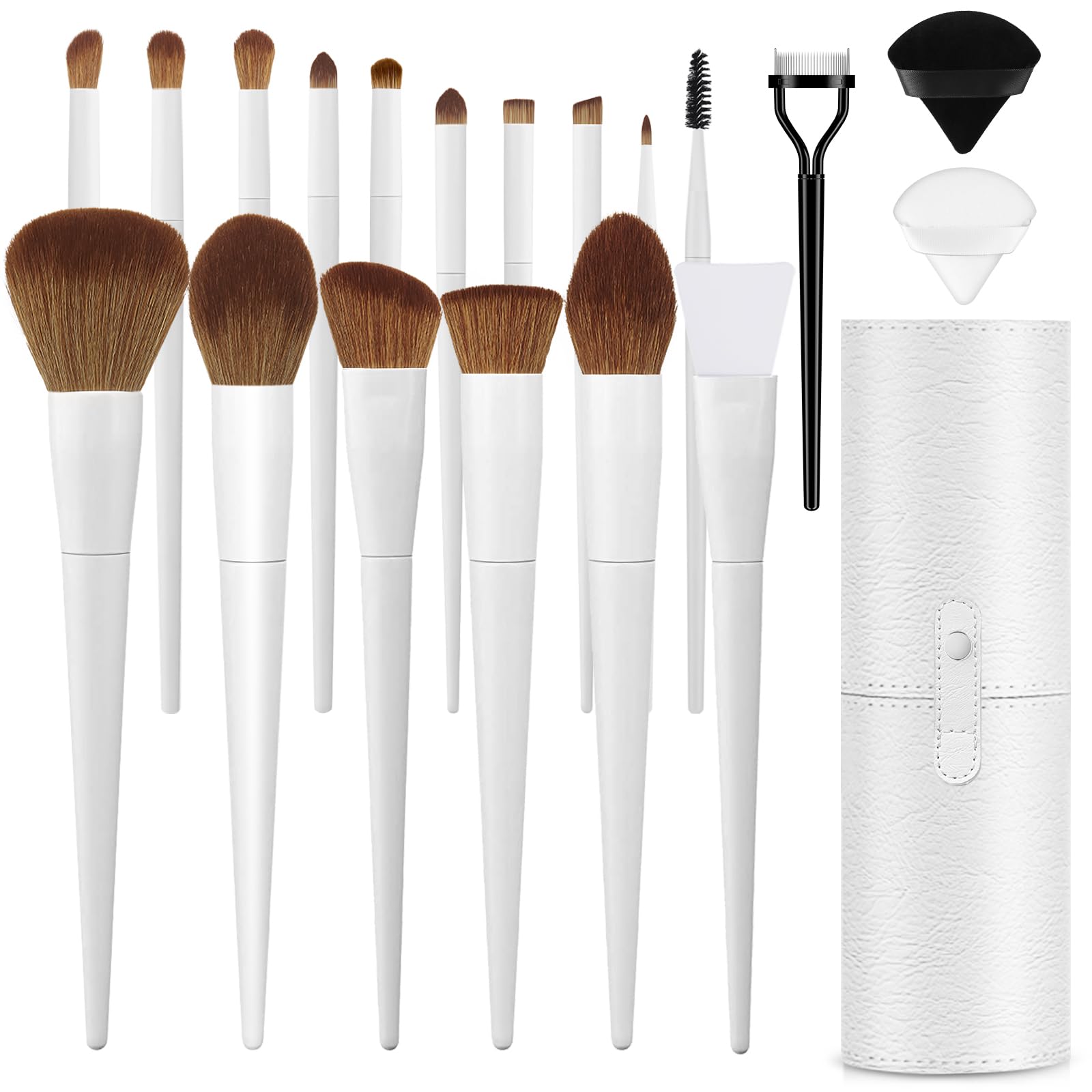 LUXBRU makeup brush set case keeps brushes organized for travel.