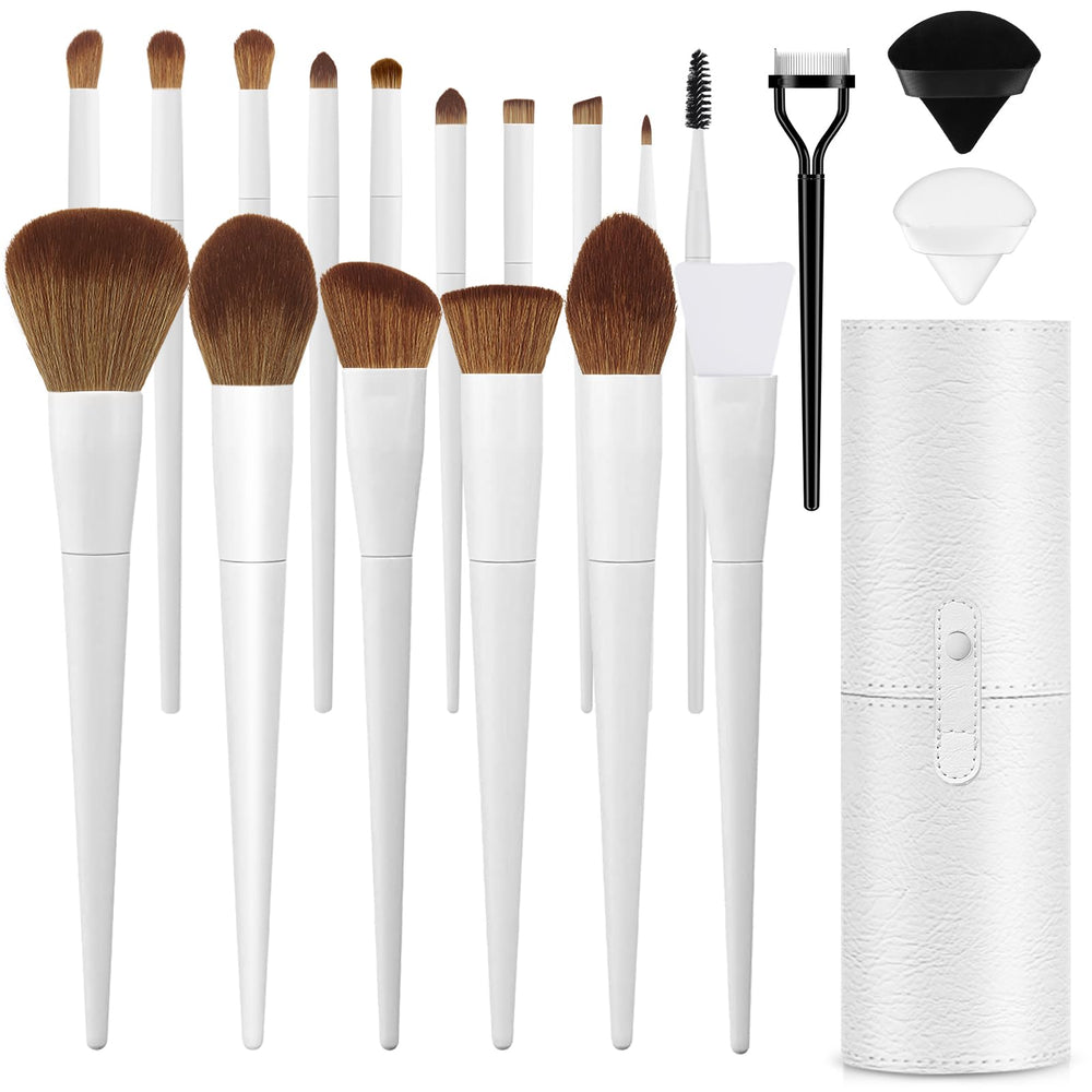 LUXBRU makeup brush set case keeps brushes organized for travel.