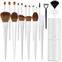 LUXBRU makeup brush set case keeps brushes organized for travel.