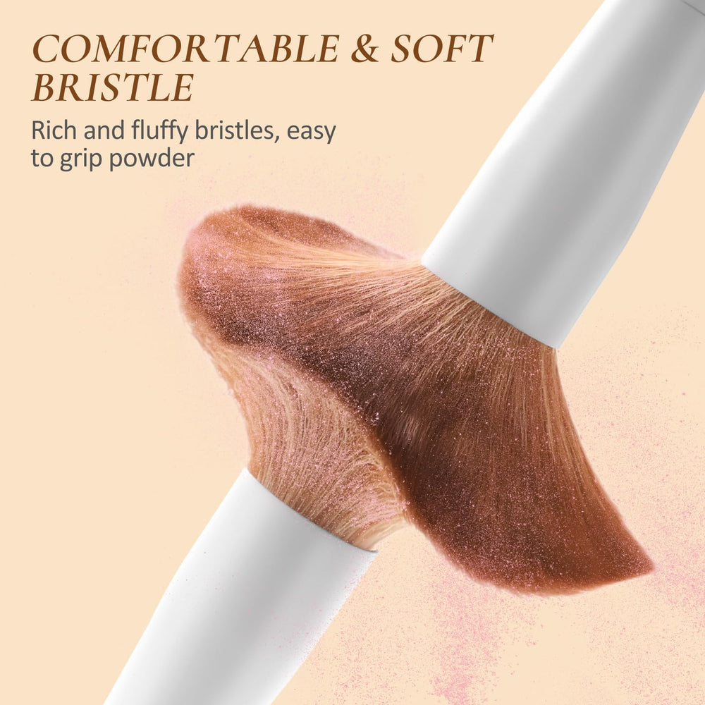 LUXBRU powder brush provides soft, flawless finish.