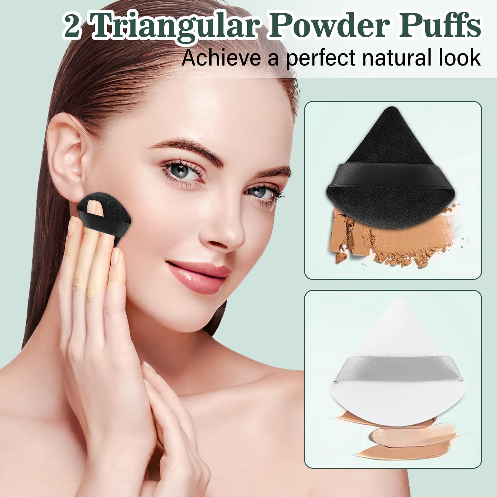 LUXBRU two powder puffs displayed for smooth powder application