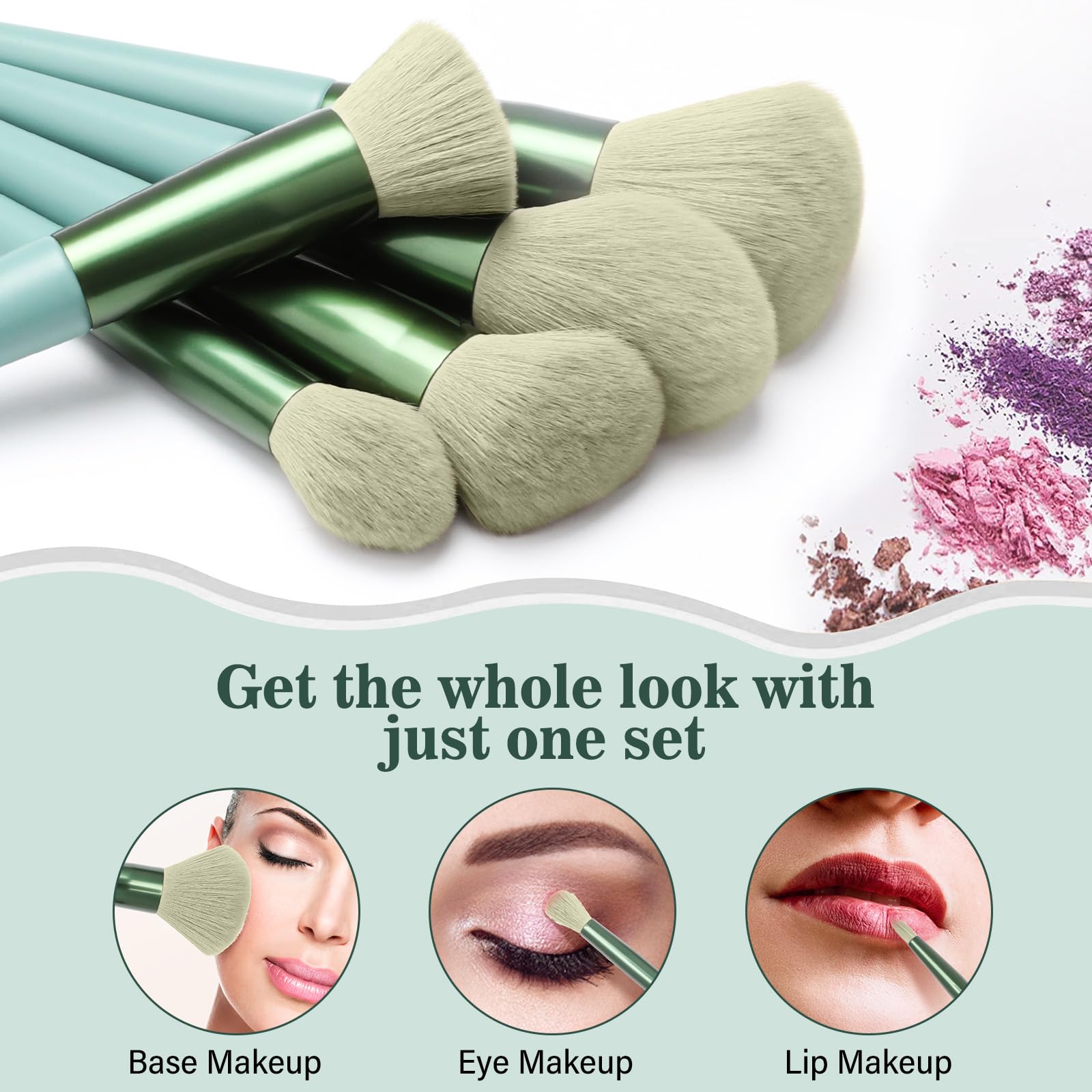LUXBRU wooden ergonomic handles detail reduces hand fatigue during makeup
