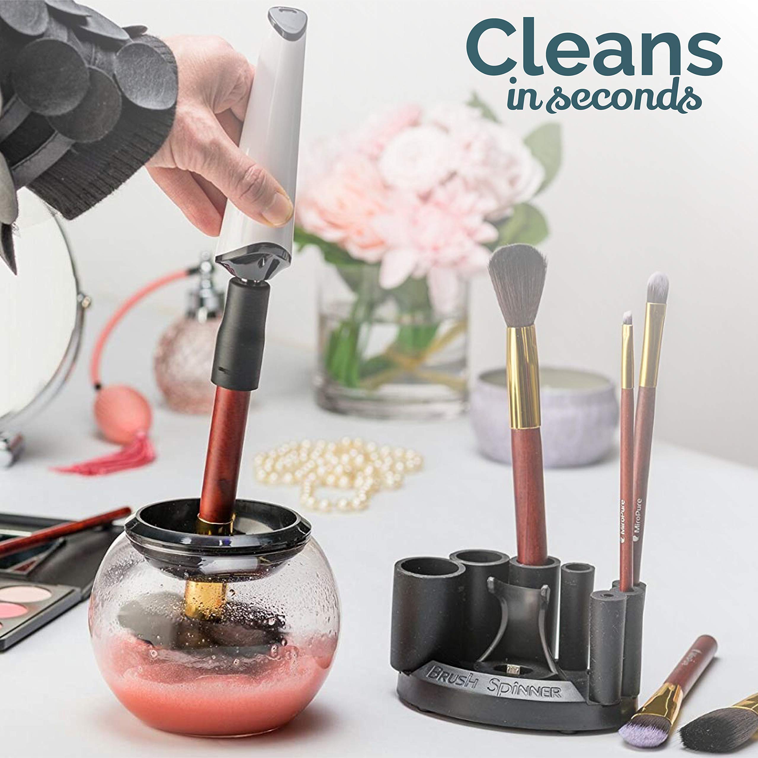 Break-resistant bowl and accessories arranged for easy brush care