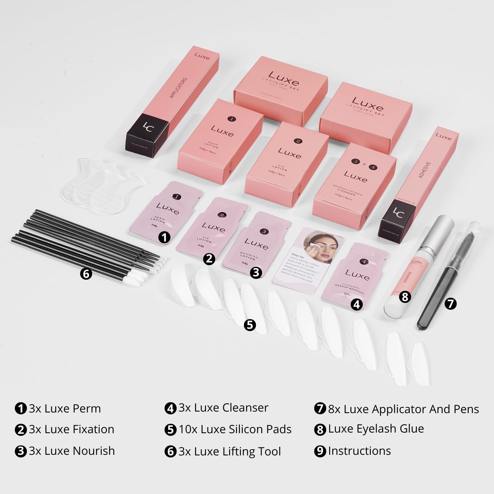 Luxe Cosmetics Luxe Lashlift silicone shields in multiple sizes for various lashes