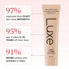Luxe texture close-up showing microbead formula for smooth blending benefit