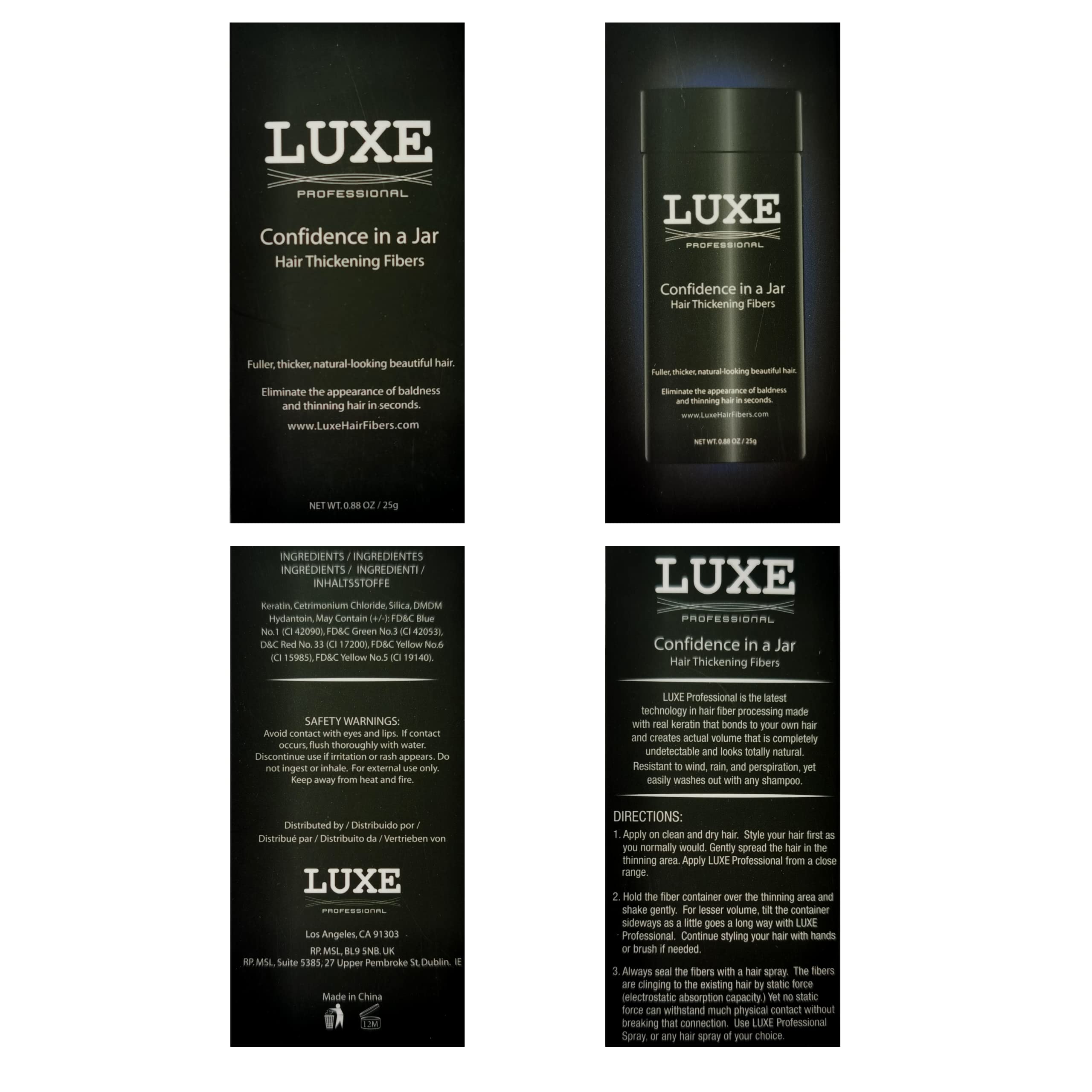 LUXE Hair Building Fibers dermatologist-tested formula on scalp