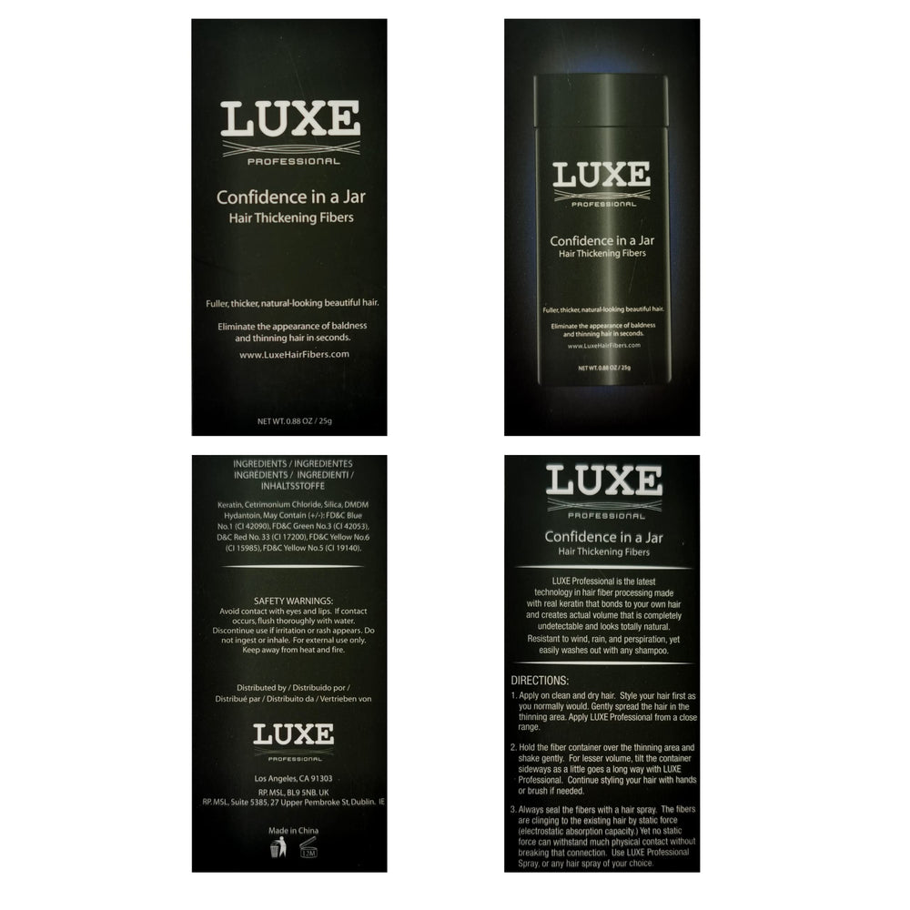 LUXE Hair Building Fibers dermatologist-tested formula on scalp