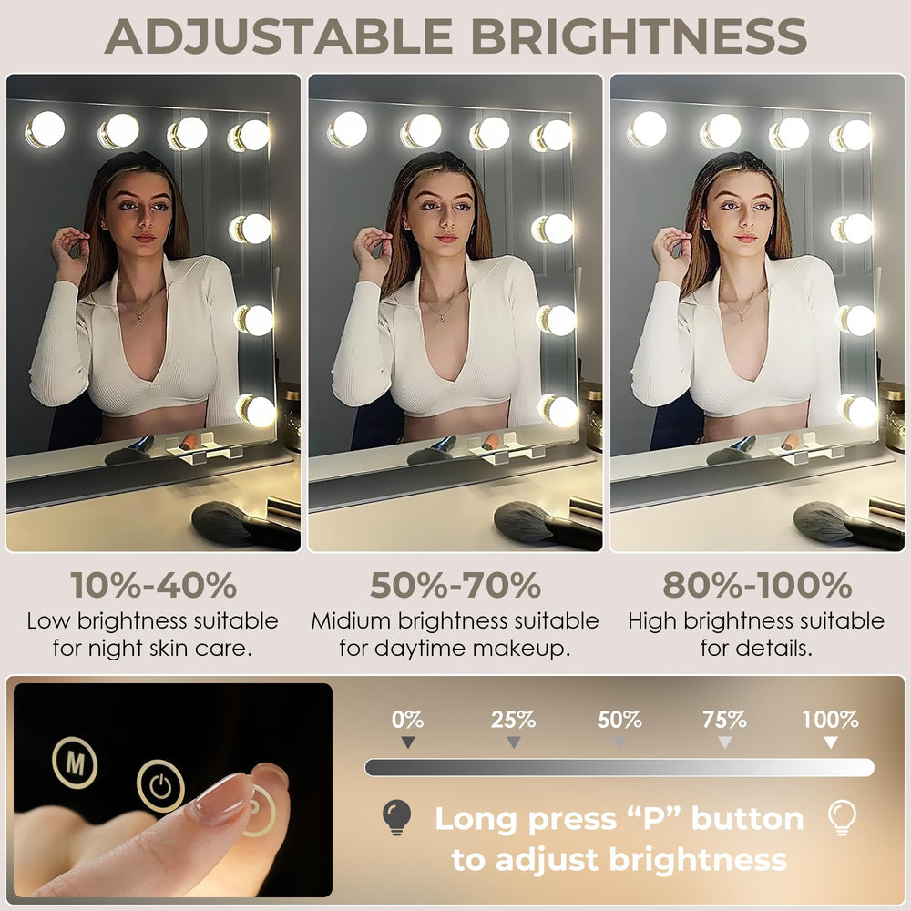 LuxeVue vanity mirror is AC-powered for reliable performance.
