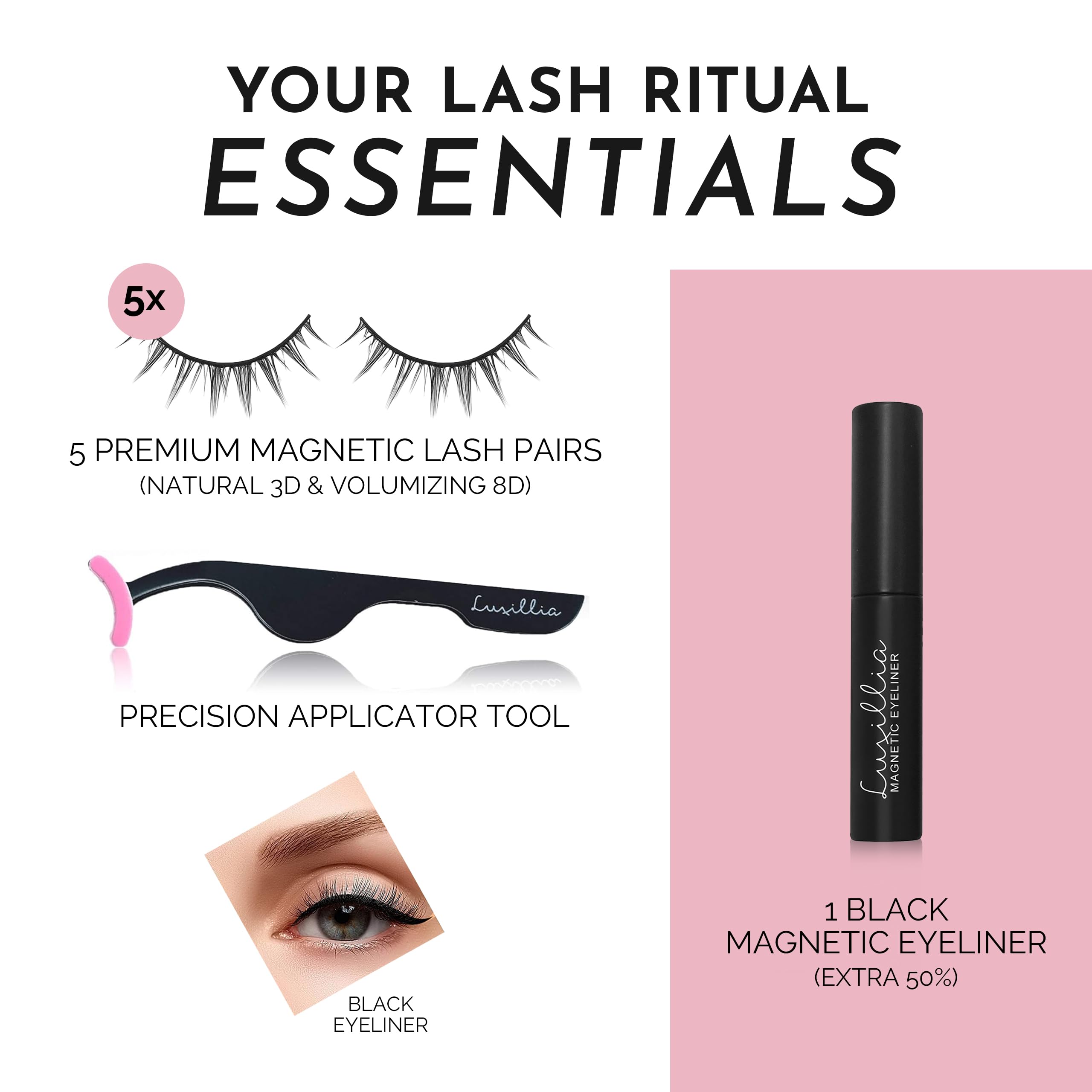 Luxillia eyelash applicator tool aids precise, safe placement.