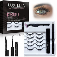 Luxillia Magnetic Eyelashes Kit front view showing glue-free application