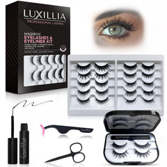 Luxillia magnetic eyelashes kit box with glue-free convenience.