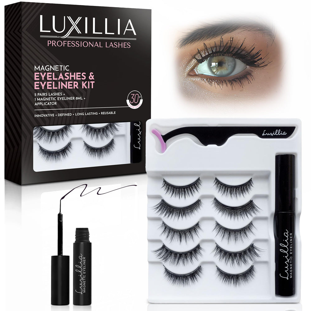 Luxillia magnetic eyelashes kit closeup shows a natural lash band for easy daily wear.