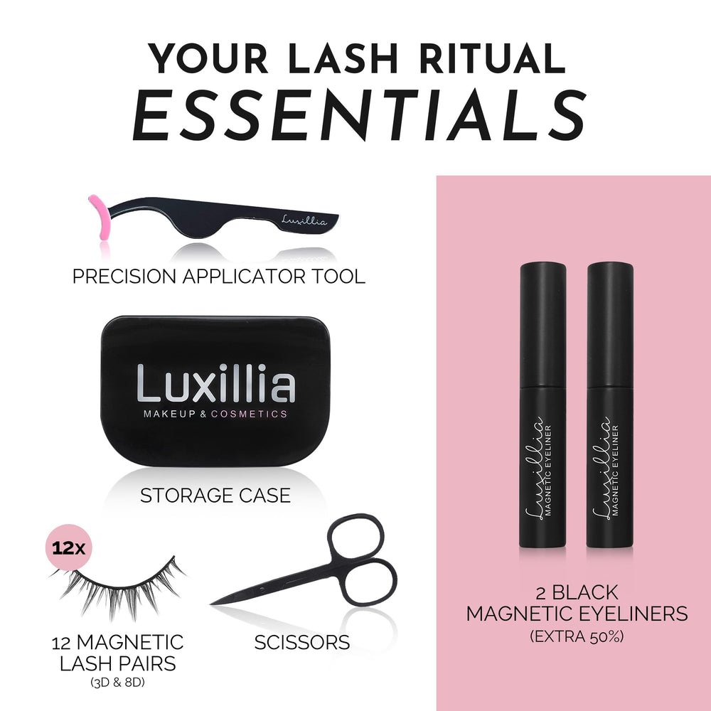 Luxillia magnetic eyeliner waterproof application demonstrates secure magnetic base.