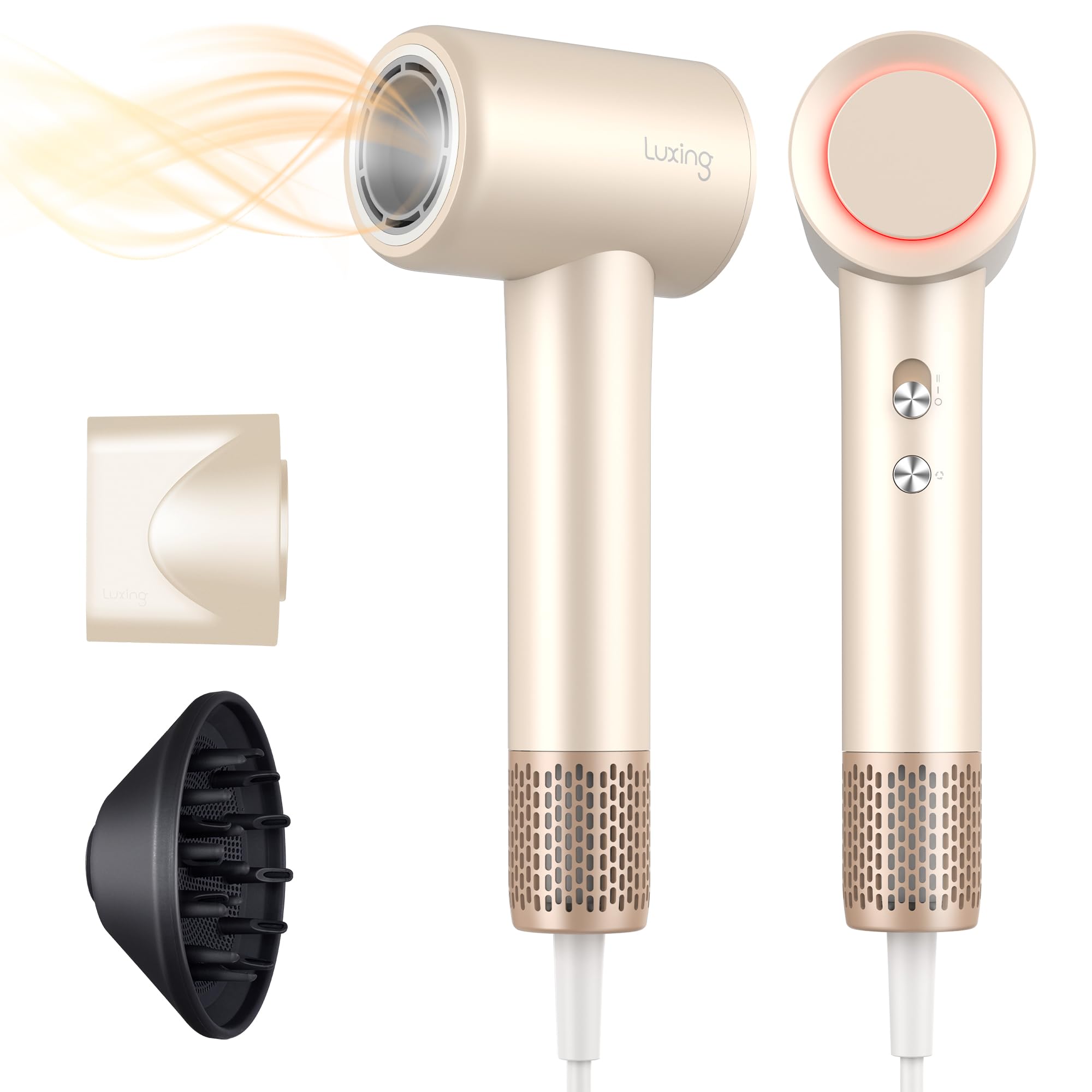 Luxing Turbolux hair dryer front view for fast at-home drying and easy handling.