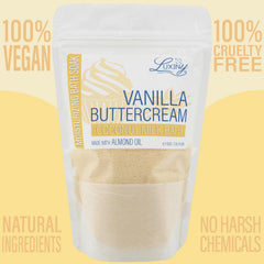 Luxiny aromatherapy bath powder shows vanilla scent to calm mind and uplift mood.