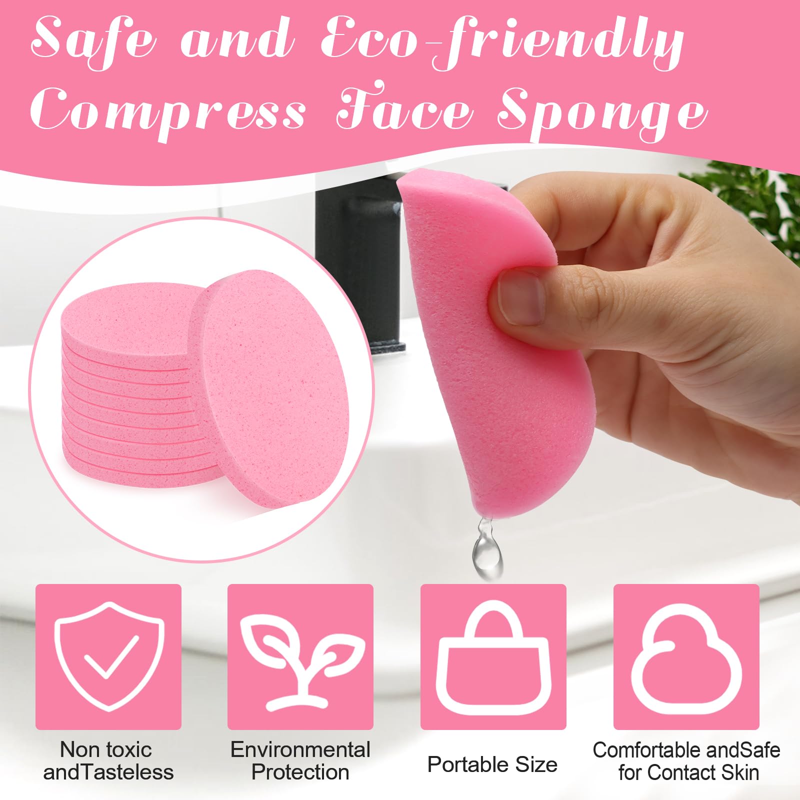 Luxiv compressed facial sponge round shape after soaking enables smooth makeup removal.