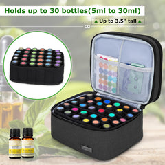LUXJA Essential Oil Carrying Case bottle dividers in use for flexible storage.