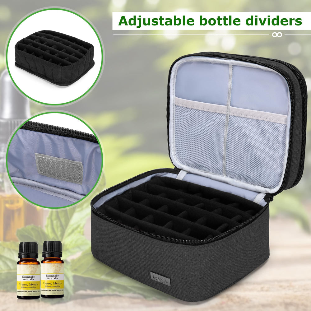 LUXJA Essential Oil Carrying Case fits roller bottles up to 3.5 inches tall.
