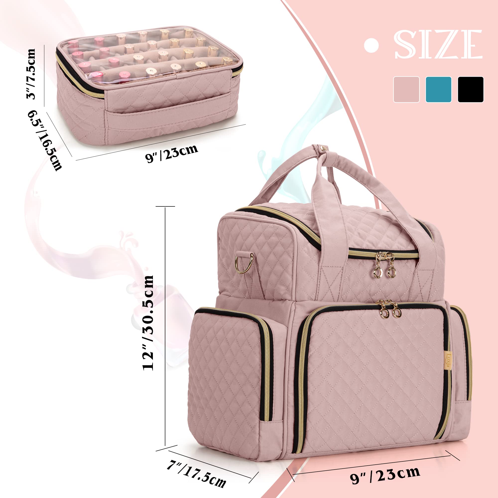 LUXJA Nail Polish Organizer portable design with handles and strap for travel.