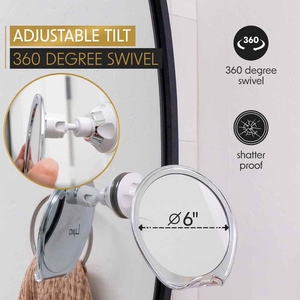 Luxo shower mirror chrome finish adds durable style to your bathroom routine.