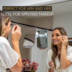 Luxo shower mirror suction cup grips smooth surfaces for mess-free installation.