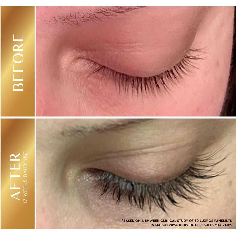 LUXROS Eyelash Growth Serum packaging box, gift-ready presentation