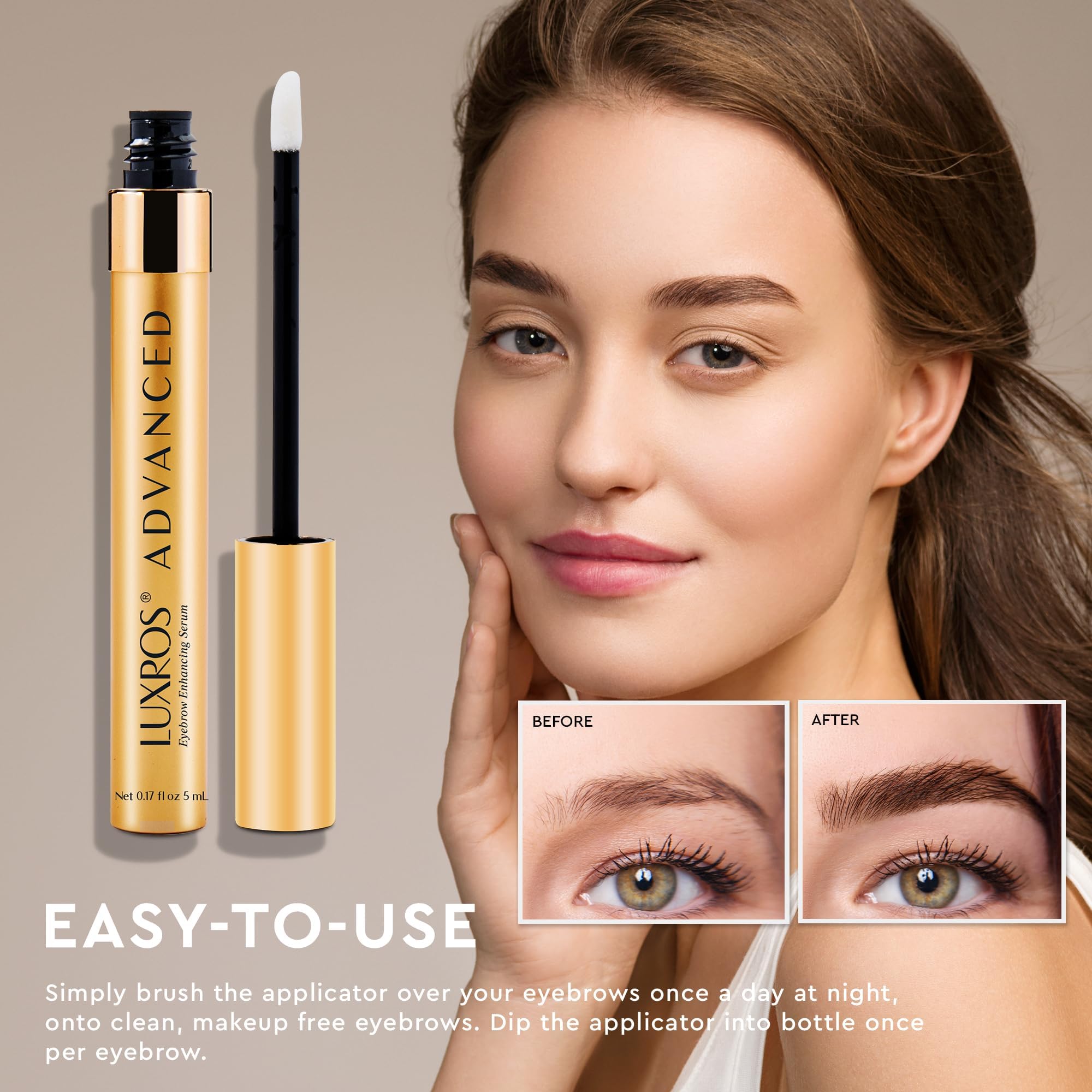 LUXROS plant-based ingredients closeup highlighting natural actives for brow health.