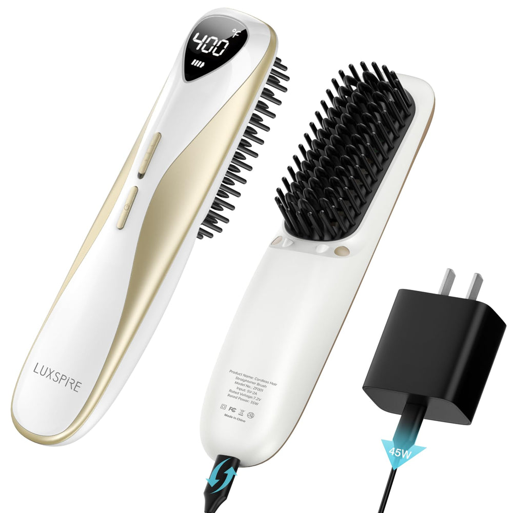Luxspire cordless hair straightener brush in cordless-use for on-the-go styling