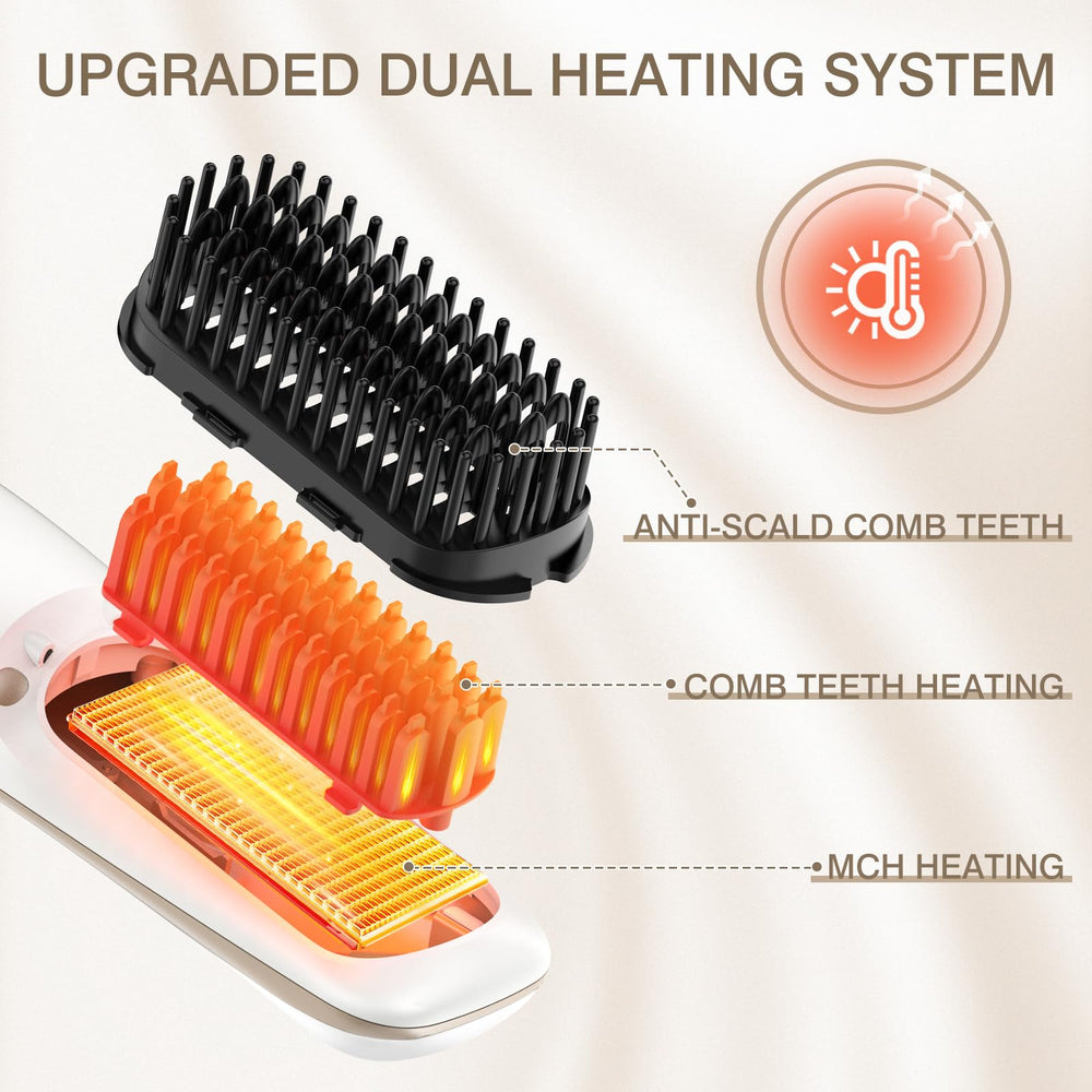 Luxspire cordless hair straightener brush LED display shows temperature