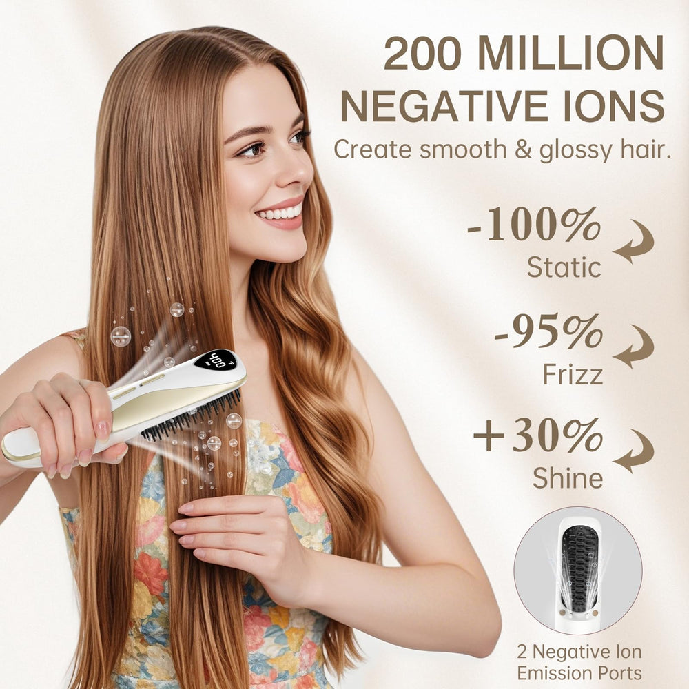 Luxspire cordless hair straightener brush plasma-ionic-port releases ions
