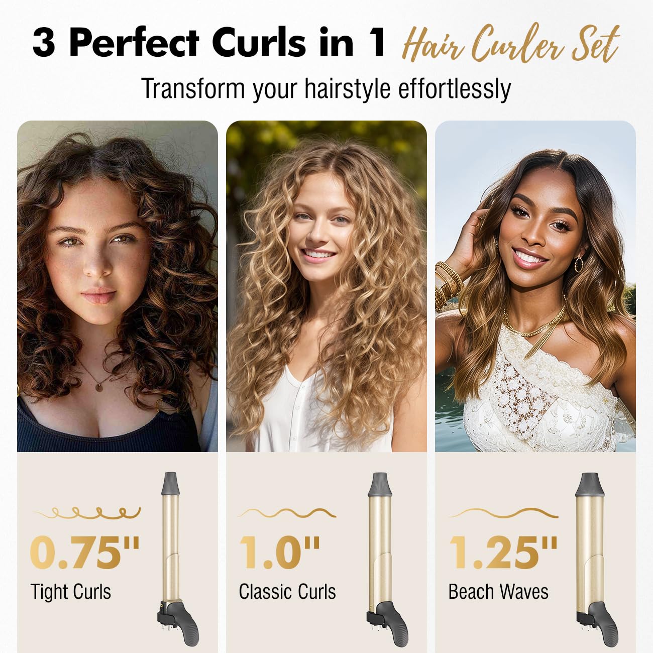 Luxspire rotating curler with 1-inch barrel for natural waves and volume.