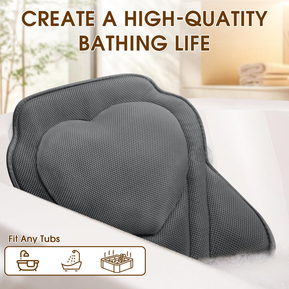 LuxStep bath pillow ergonomic design targets shoulder comfort for relaxed bathing.