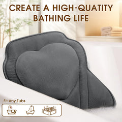 LuxStep bath pillow ergonomic design targets shoulder comfort for relaxed bathing.