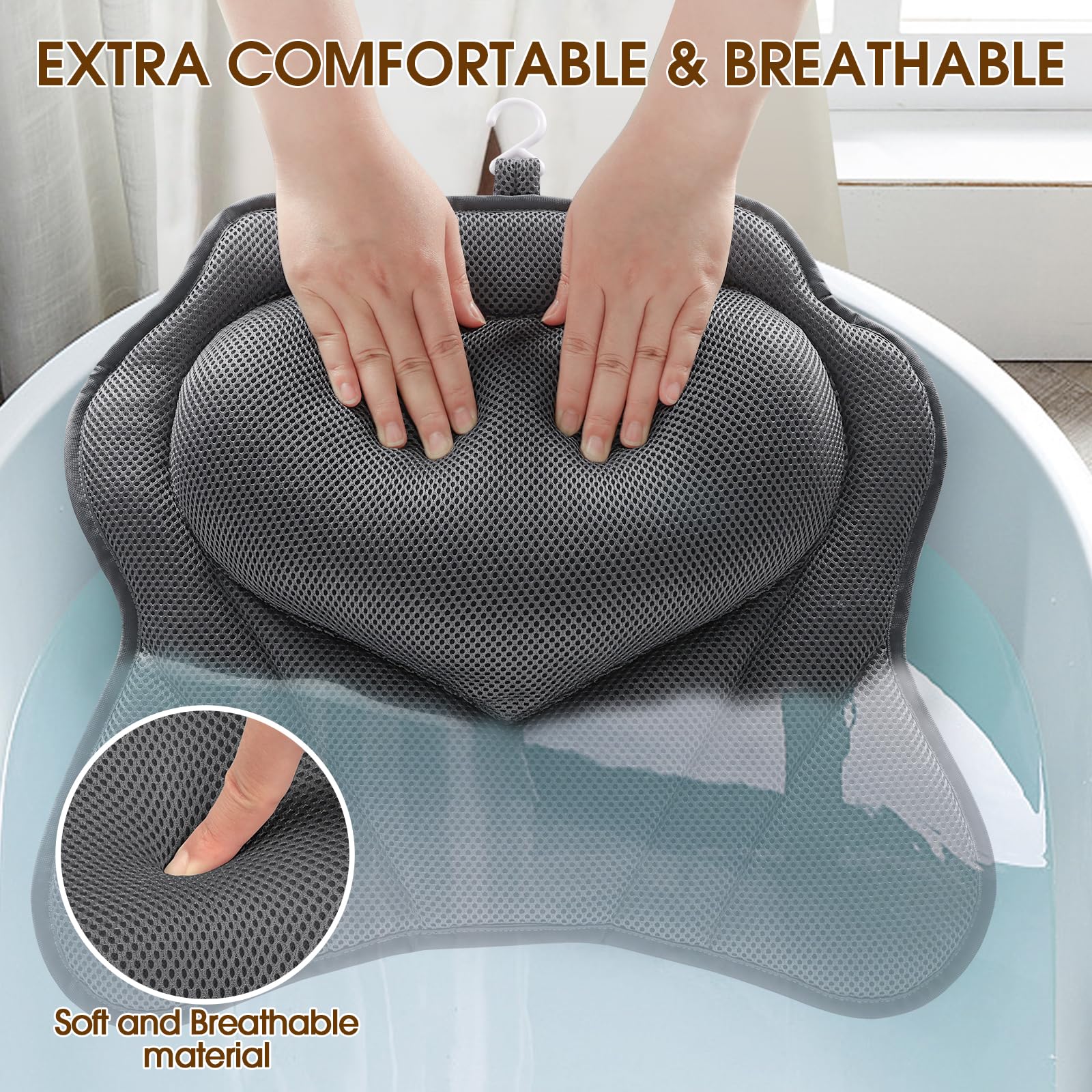 LuxStep bath pillow is machine-washable for easy cleaning and quick drying.