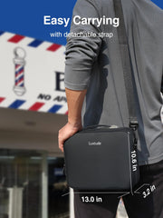 Luxtude Barber Case clipper compartments in bottom layer securely hold multiple devices.