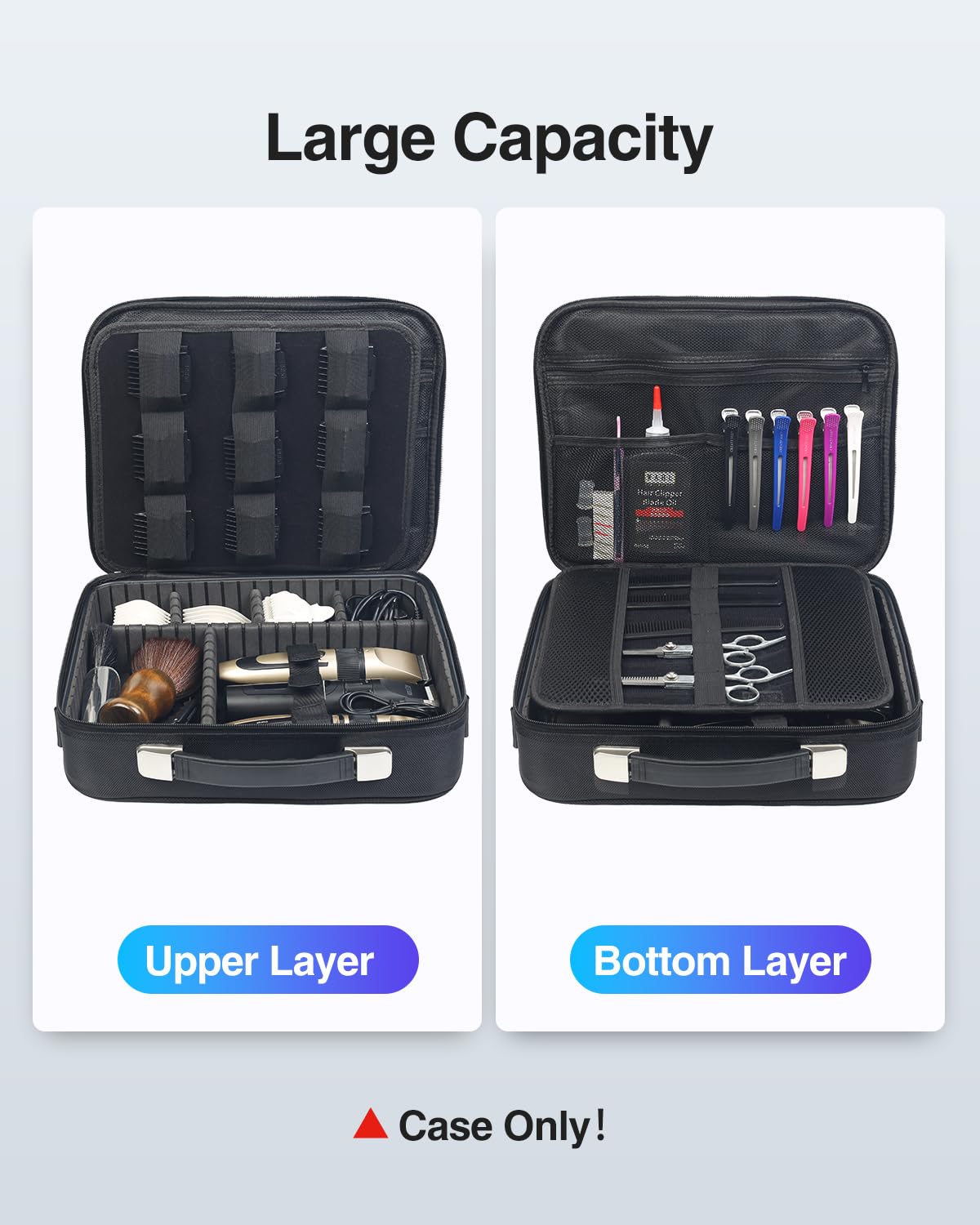 Luxtude Large Barber Case external dimensions show compact, travel-friendly footprint.