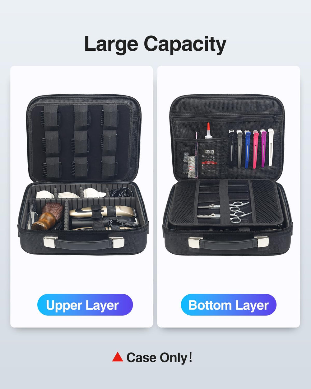 Luxtude Large Barber Case external dimensions show compact, travel-friendly footprint.