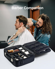 Luxtude Large Barber Case interior organized for quick access to clippers, guards, and tools.